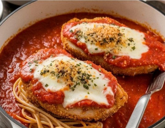 Receta de Milanesa de pollo con fideos