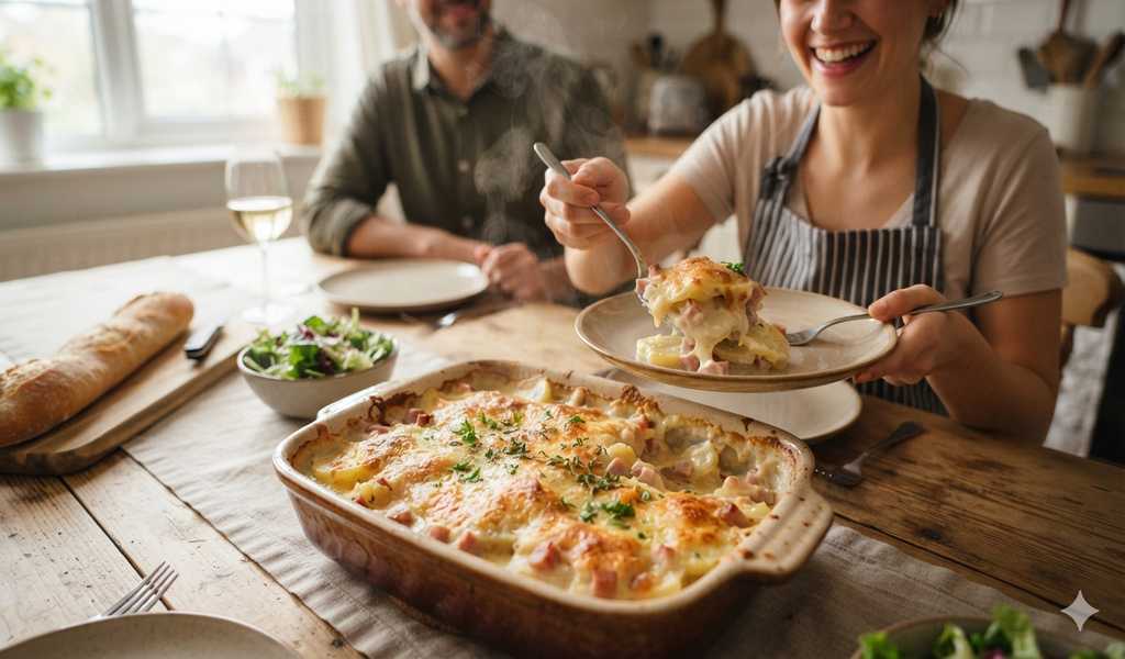 Papas gratinadas con queso y jamón: una receta cremosa, fácil y perfecta para compartir